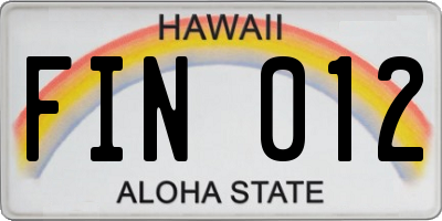 HI license plate FIN012