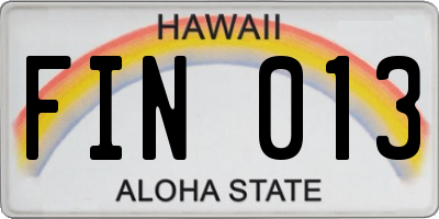 HI license plate FIN013