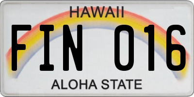 HI license plate FIN016