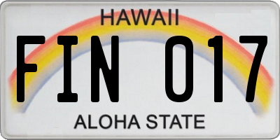 HI license plate FIN017