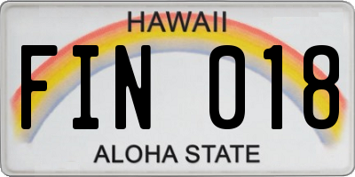 HI license plate FIN018