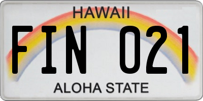 HI license plate FIN021