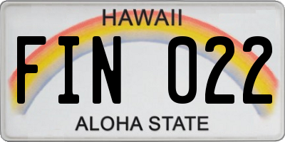 HI license plate FIN022