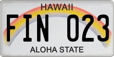 HI license plate FIN023