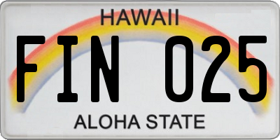 HI license plate FIN025