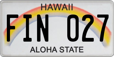 HI license plate FIN027
