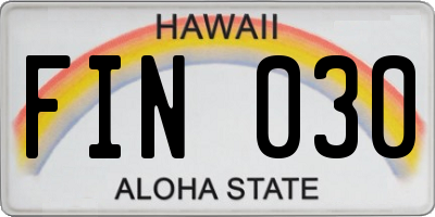 HI license plate FIN030