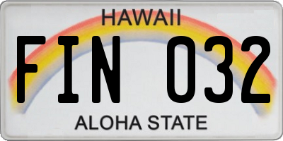 HI license plate FIN032
