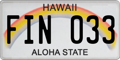 HI license plate FIN033
