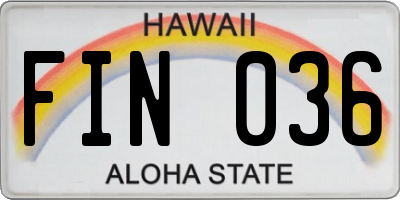 HI license plate FIN036