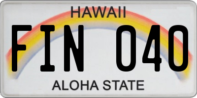 HI license plate FIN040