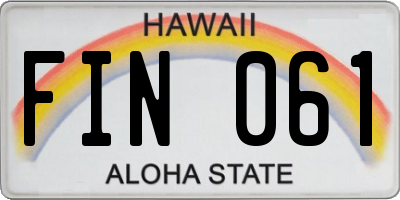 HI license plate FIN061