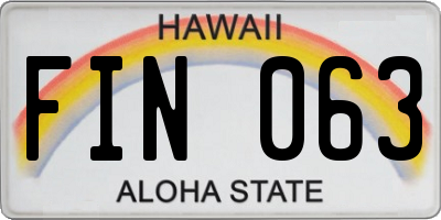 HI license plate FIN063