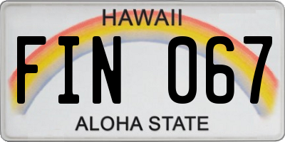 HI license plate FIN067