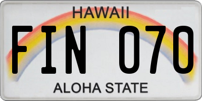 HI license plate FIN070