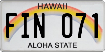 HI license plate FIN071