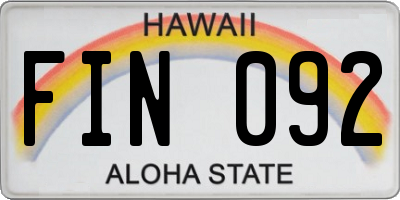 HI license plate FIN092