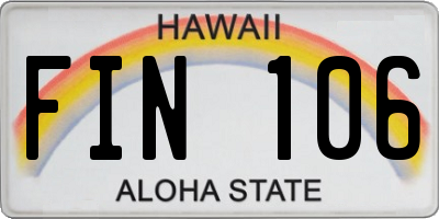 HI license plate FIN106