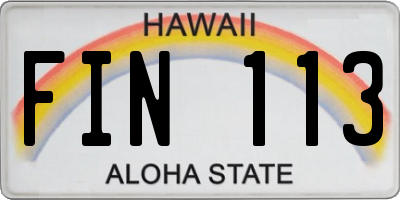 HI license plate FIN113