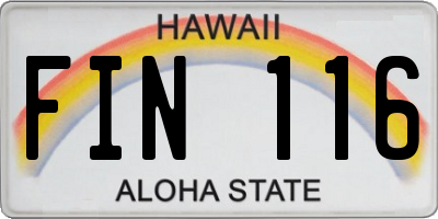 HI license plate FIN116