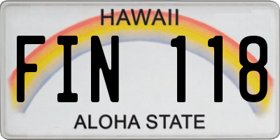 HI license plate FIN118