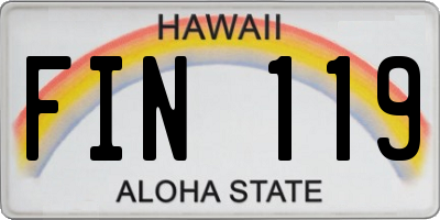 HI license plate FIN119