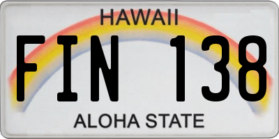 HI license plate FIN138
