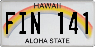 HI license plate FIN141