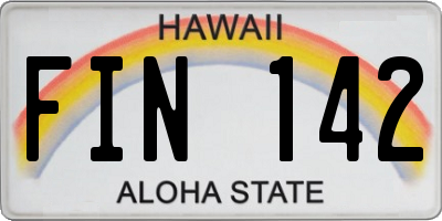 HI license plate FIN142