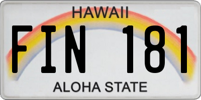 HI license plate FIN181