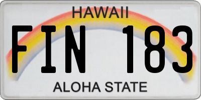 HI license plate FIN183