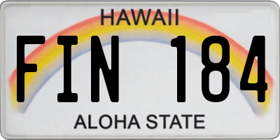 HI license plate FIN184