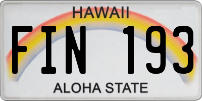 HI license plate FIN193