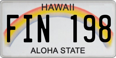 HI license plate FIN198
