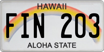HI license plate FIN203