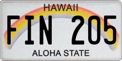 HI license plate FIN205