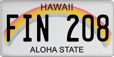 HI license plate FIN208