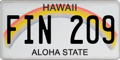 HI license plate FIN209