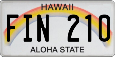 HI license plate FIN210