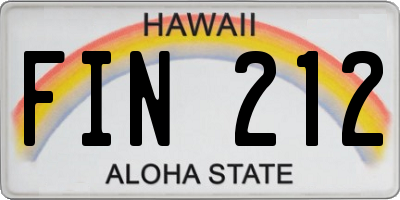 HI license plate FIN212