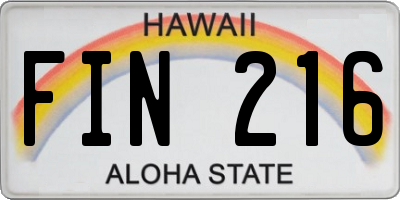 HI license plate FIN216