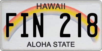 HI license plate FIN218
