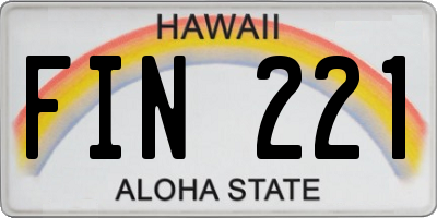 HI license plate FIN221