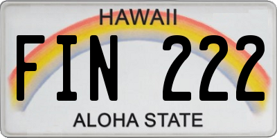 HI license plate FIN222