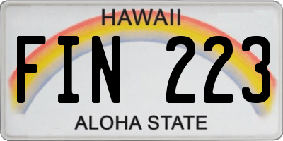HI license plate FIN223