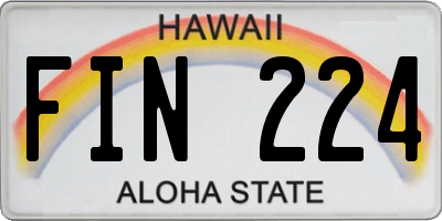 HI license plate FIN224