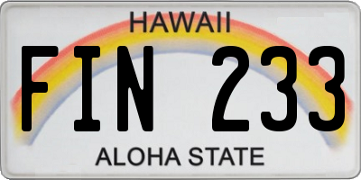 HI license plate FIN233