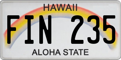 HI license plate FIN235