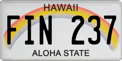 HI license plate FIN237