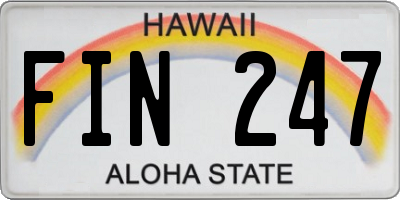 HI license plate FIN247